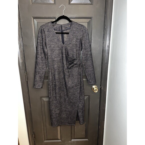 Brooks Brothers Dresses & Skirts - Brooks Brothers Gray Plaid Ruched Sheath Dress V-Neck Long Sleeve XS Old Money